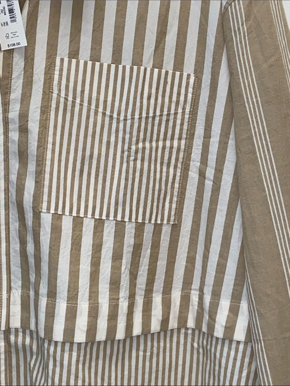 Madewell Tan White Striped Modular Oversized Button-Down Shirt 3761 - Picture 7 of 13
